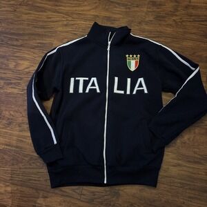 Vintage Men's Sz L Italy Italia Big Logo Track Jacket Full Zip Football Soccer